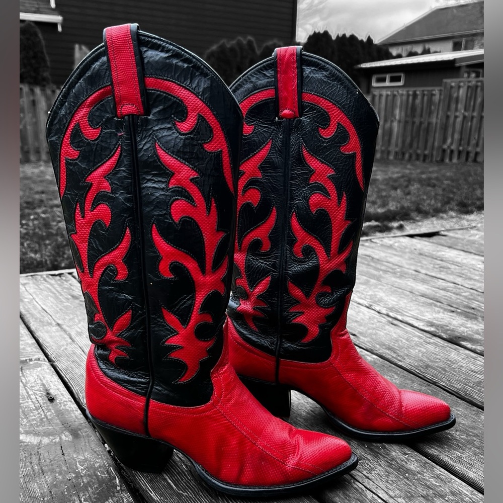 Vintage Larry Mahan Exotic Leather Women’s Cowboy Boots